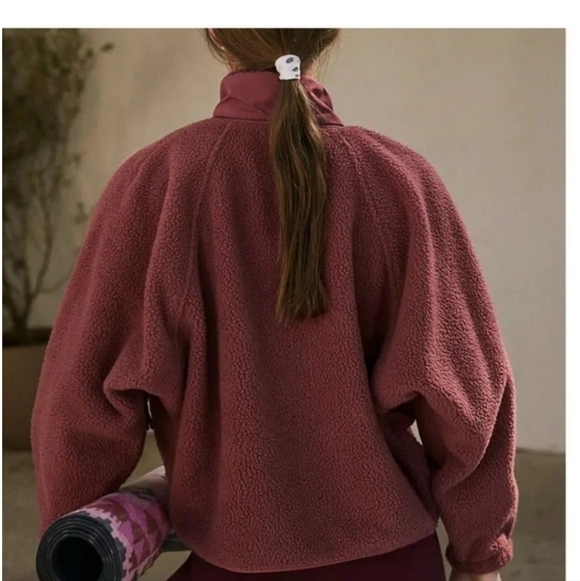 Free People Movement x Hatch Hit The Slopes Fleece Sweatshirt Jacket Deep Maroon - Picture 2 of 8